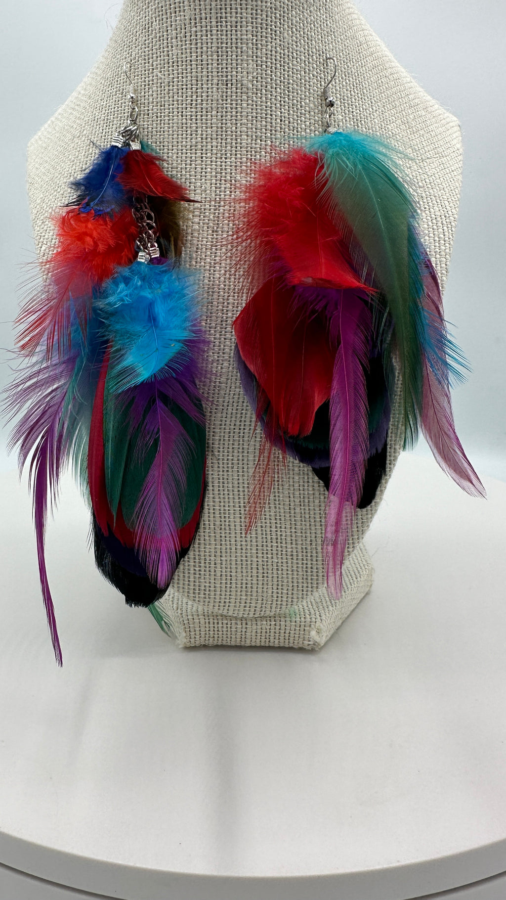 Multi-Colored Feather Earrings