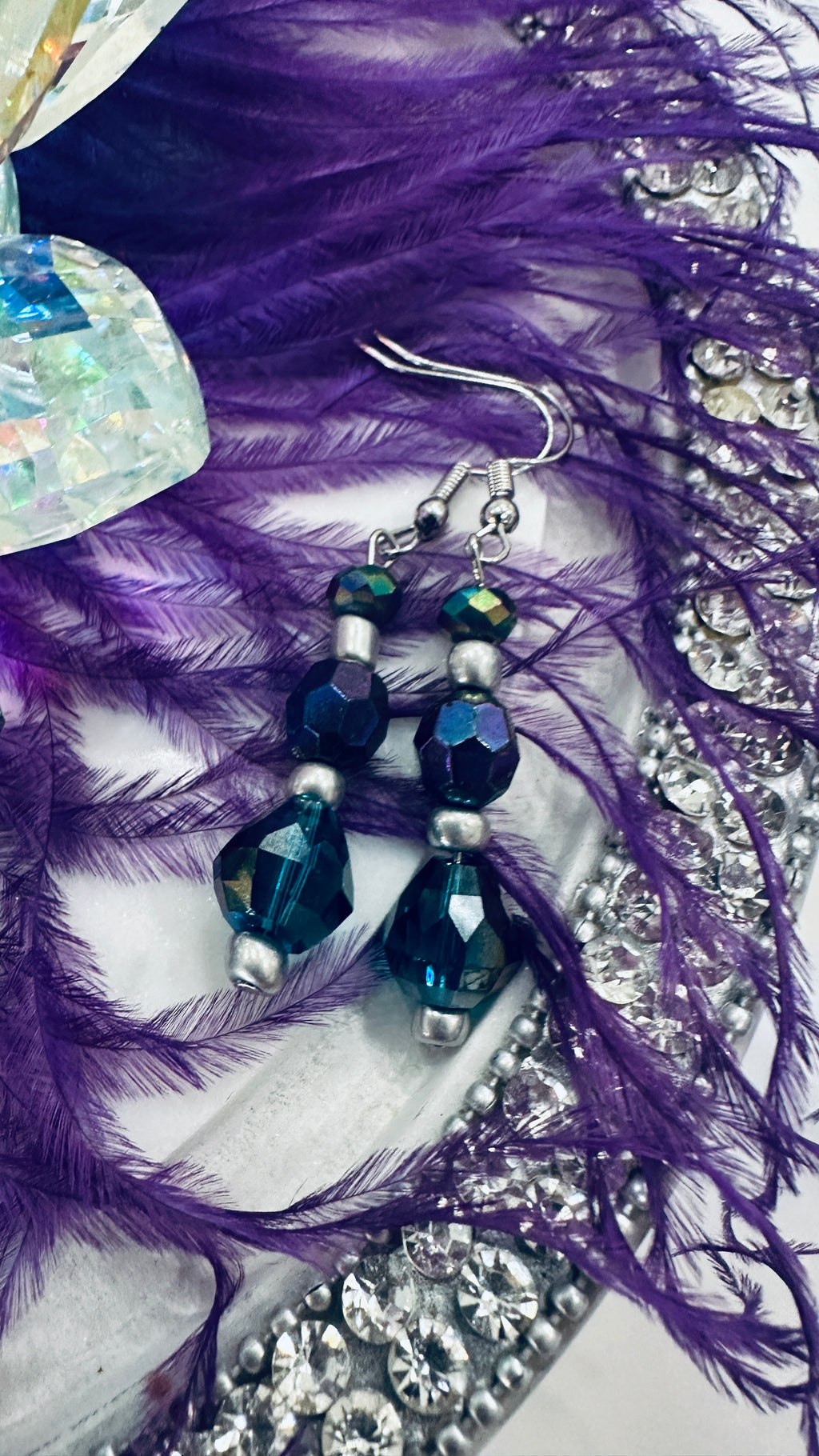 Northern Lights/Mermaid Hand Beaded Bracelet & Earrings
