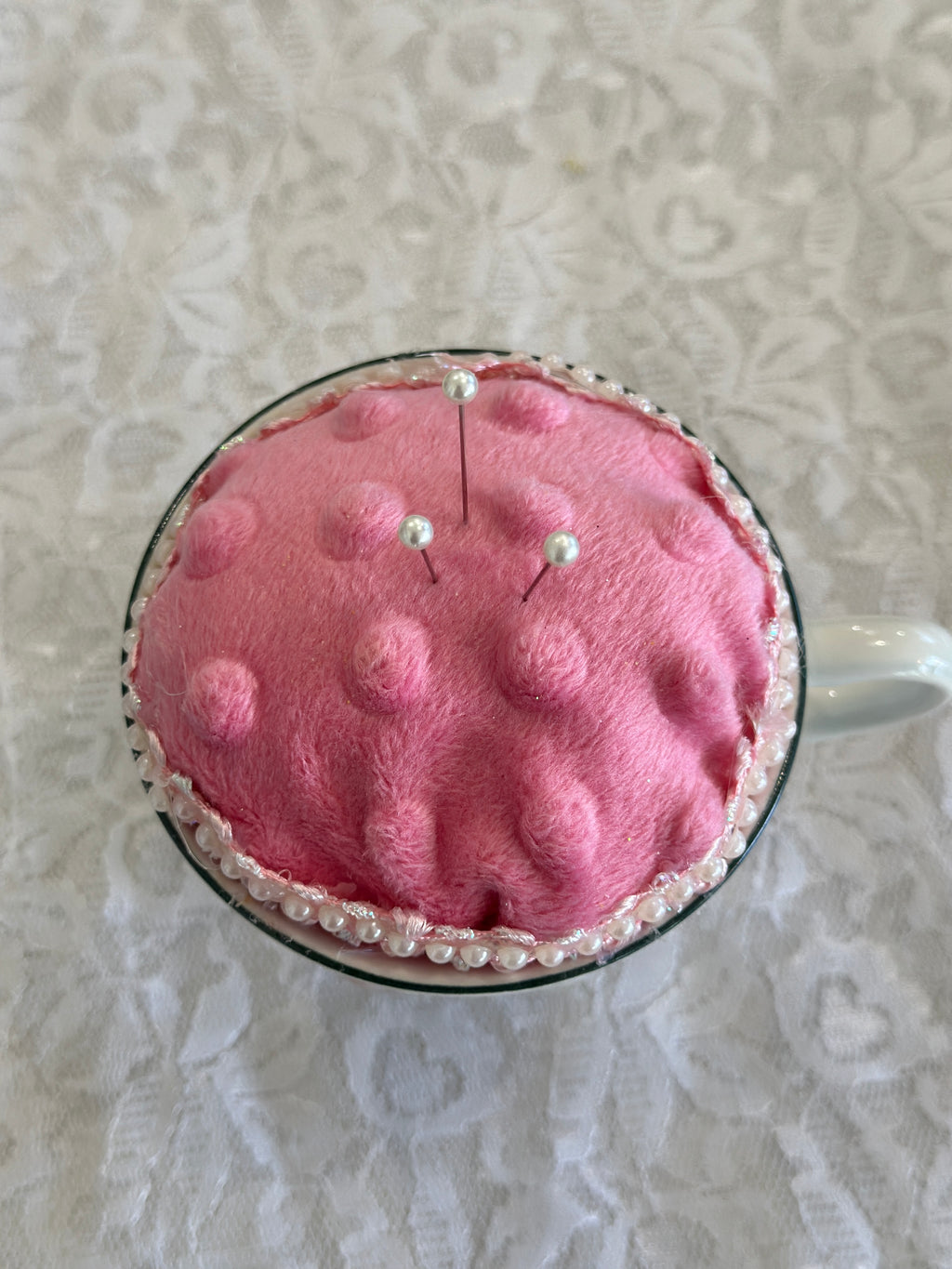 Pink Vintage Tea Cup Pin Cushion