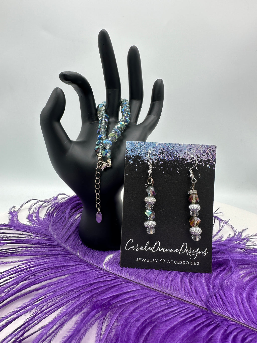 Eliza Jane Iridescent Blue & Lavender Bracelet w/ Matching Earrings