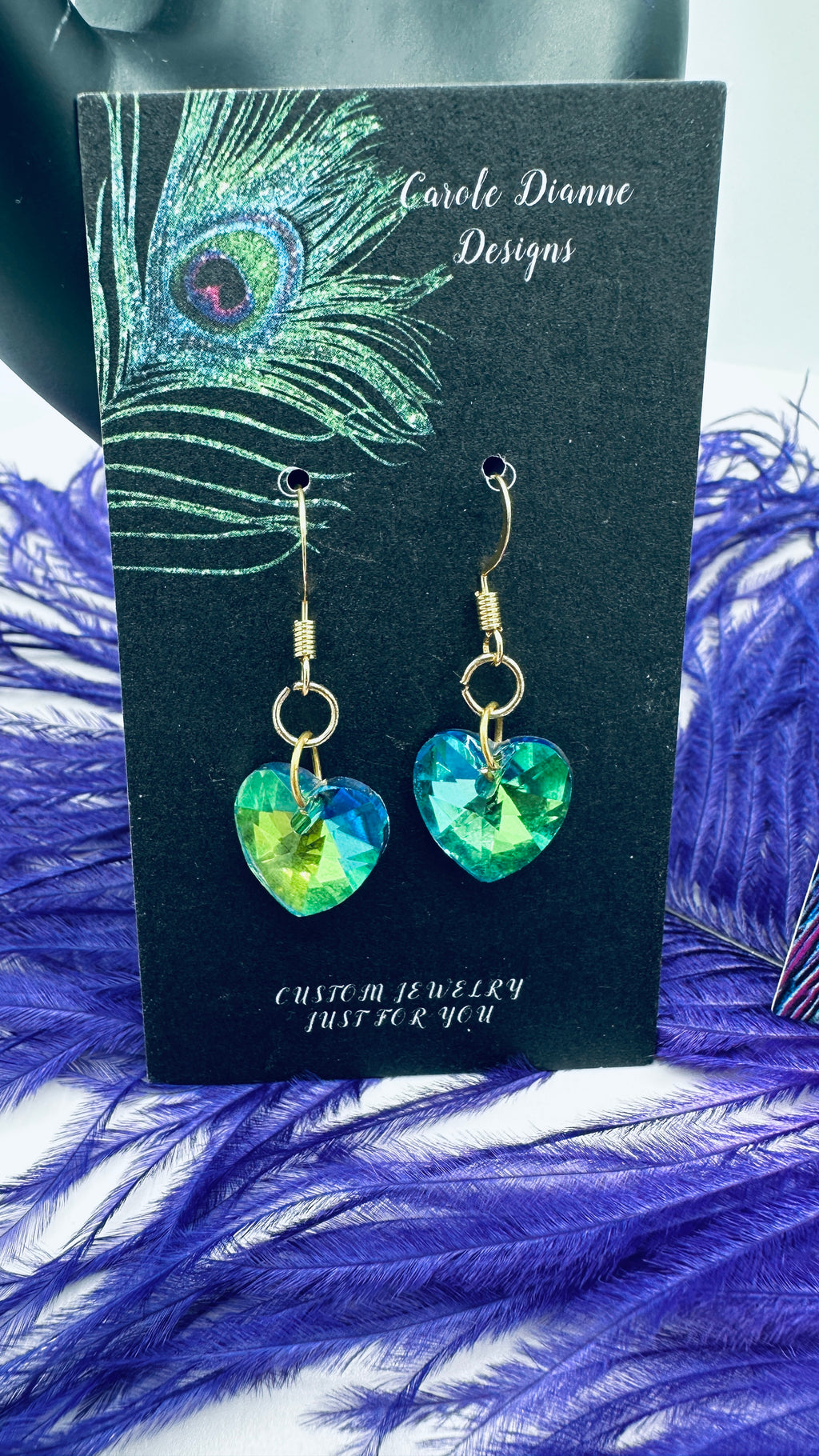 Emerald Green Heart Earrings