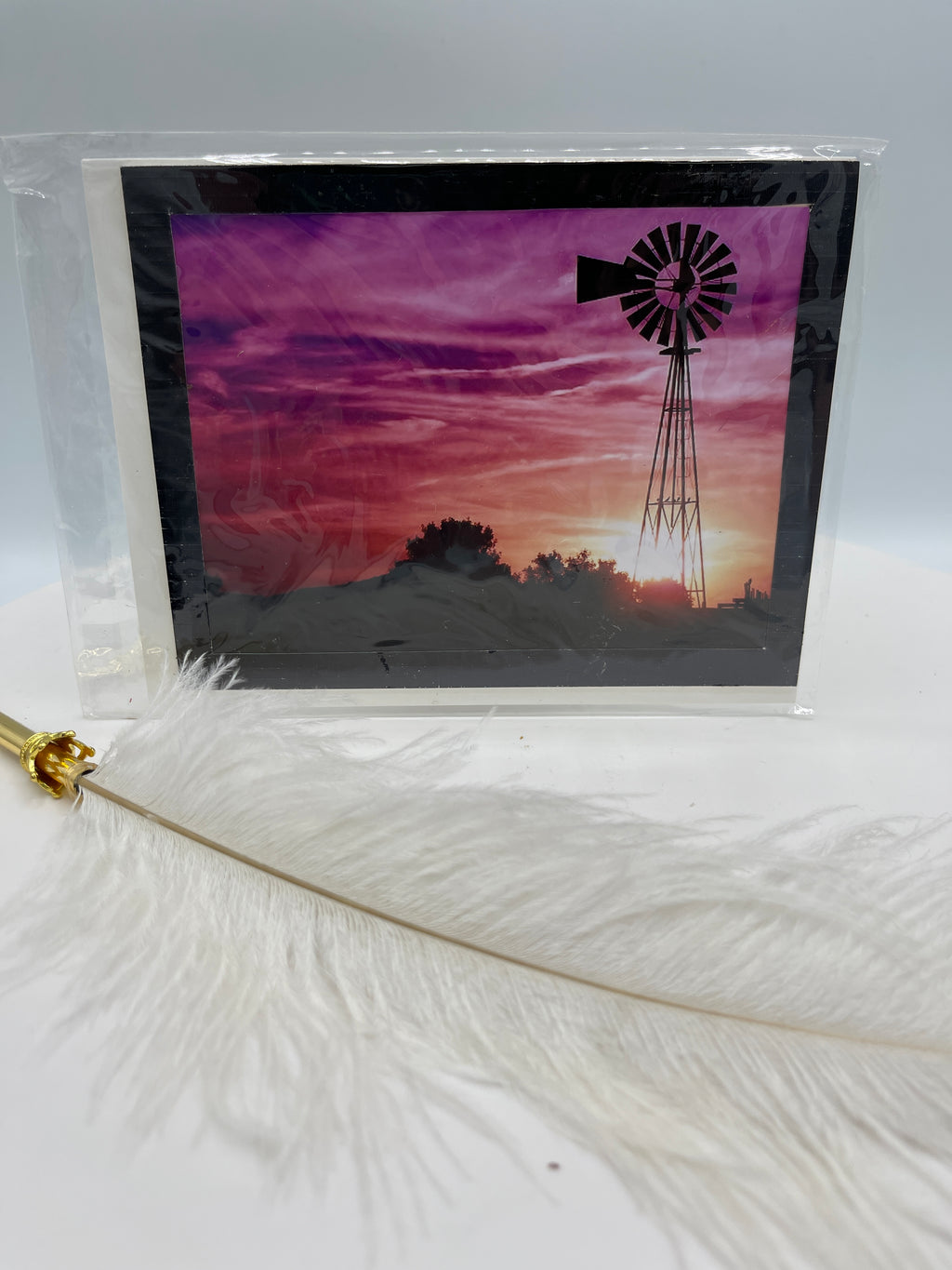 Black Matted Windmill Photo Card