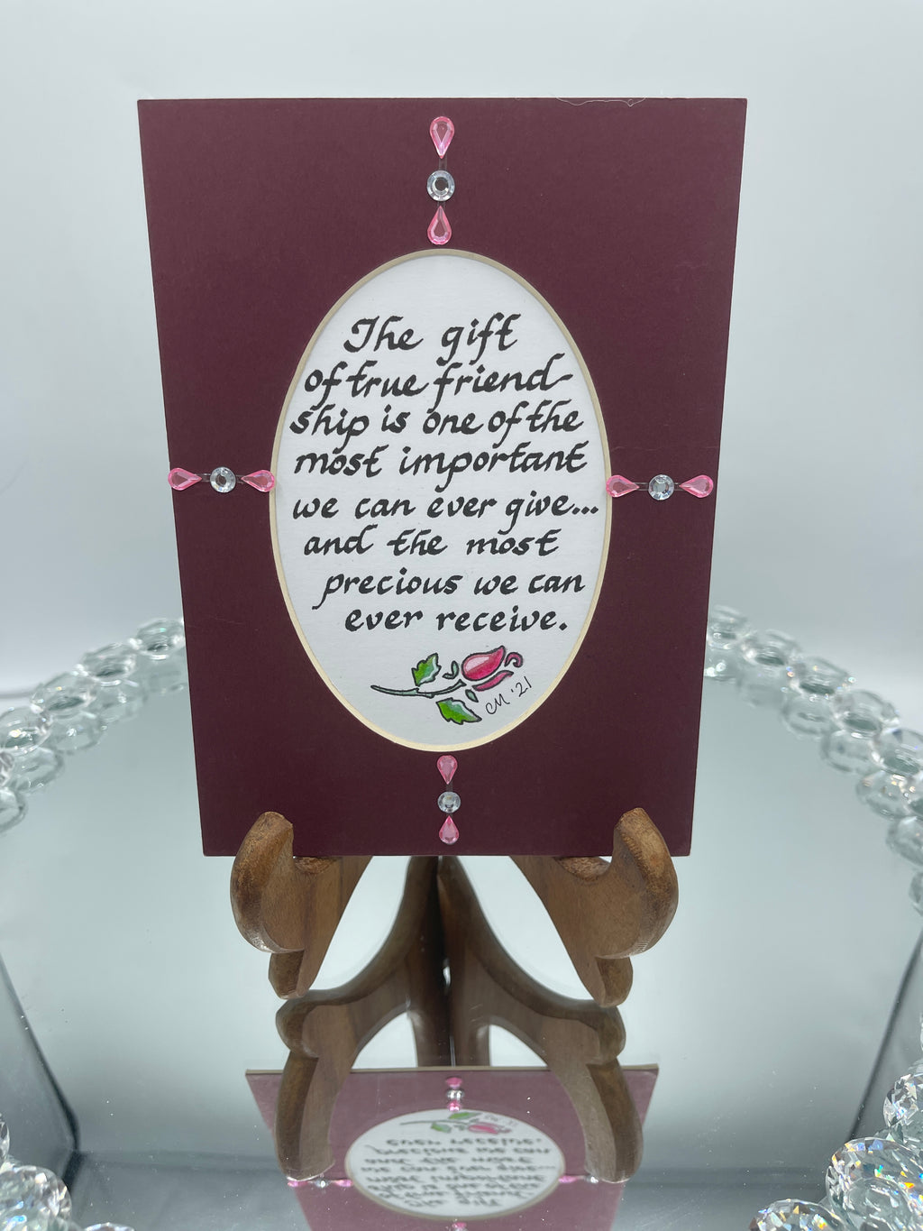 Maroon Matted Calligraphy Print:  "The Gift of Friendship"