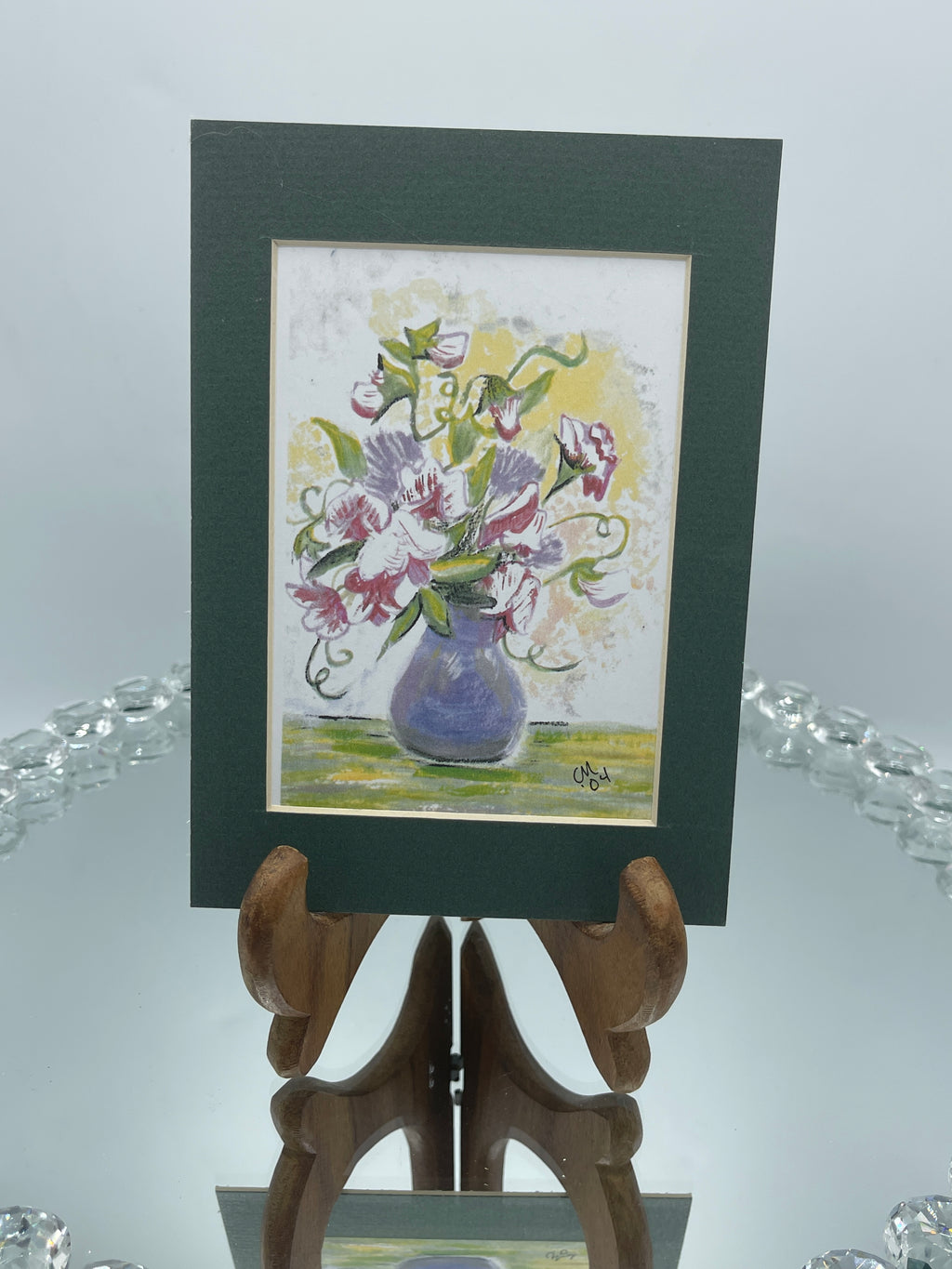 Green Matted Lavender Floral Vase