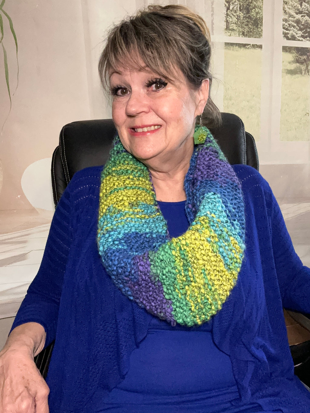 Multi-Colored Hand Knitted Infinity Scarf
