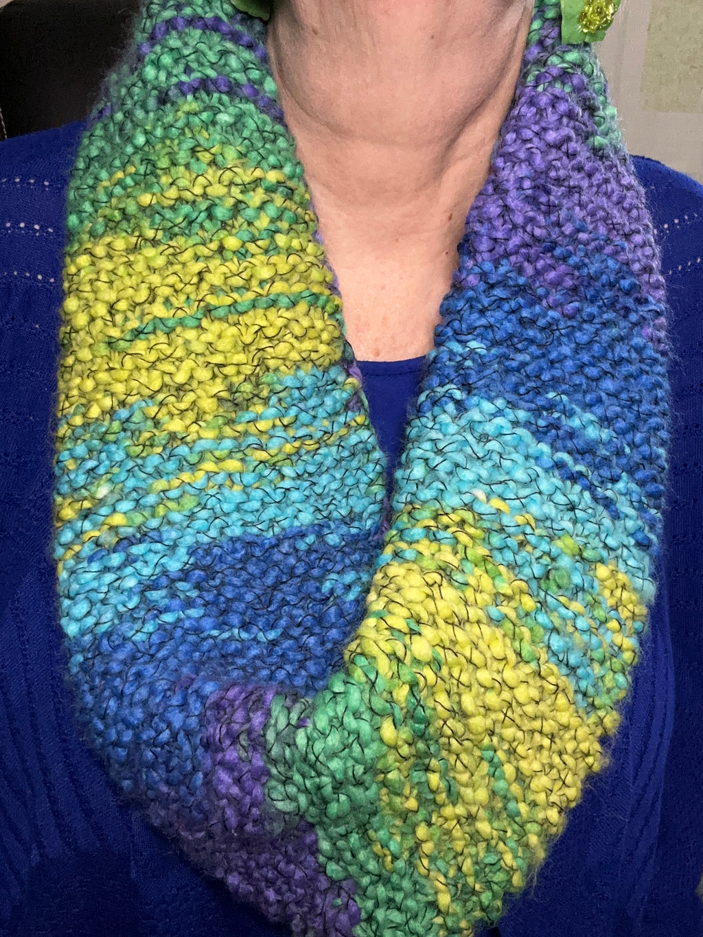 Multi-Colored Hand Knitted Infinity Scarf