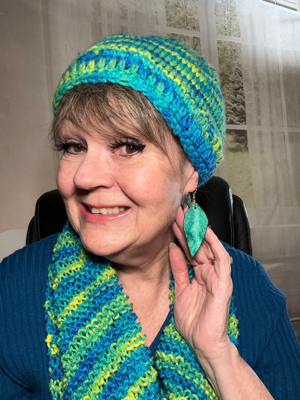 Hand Knitted Infinity Scarf & Hand Crocheted Beanie