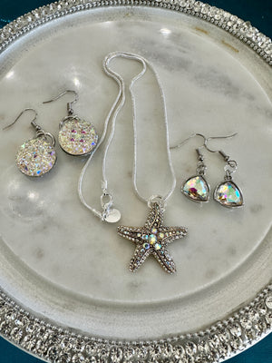 A Beautiful Starfish Pendent Necklace w/ Two Earring Selections