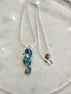 Rhinestone Seahorse Pendent w/ Two Beaded Earring Choices