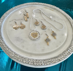1 Corinthians 13:13 Silver & Gold Pendent & a Choice of 4 Earring Selections