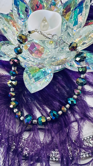 Northern Lights/Mermaid Hand Beaded Bracelet & Earrings (Clearance)