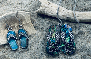 Mermaid Flip Flop Pendent w/ Matching Flip Flop Earrings