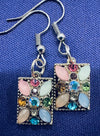 Multi-Colored Rhinestone Pendent w/ Matching Rhinestone Earrings (Clearance)