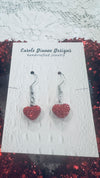 Silver & Red Rhinestone Locket Like Medallion Pendent Necklace w/ Dainty Red Rhinestone Heart Earrings