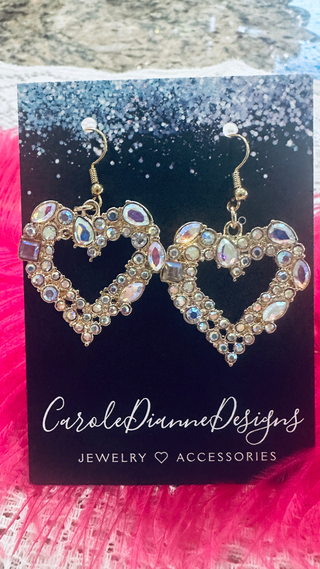 Beautiful Metallic Rhinestone Earrings w/ Gold Hypoallergenic Wires