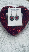 Antique Gold Medallion Red Rhinestone Earrings w/ Hypoallergenic Wires