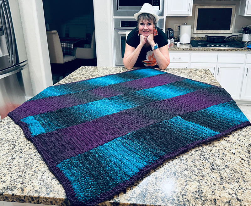 Purple & Teal Five Panel Afghan