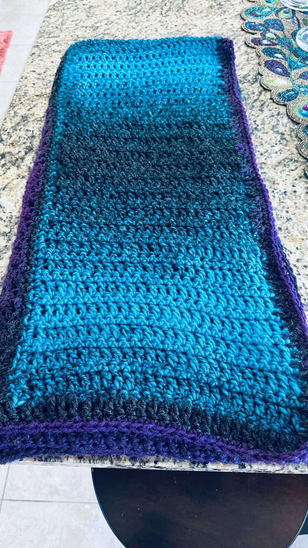 Purple & Teal Five Panel Afghan
