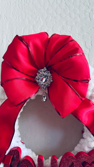 White & Red Valentines Wreath