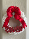 White & Red Valentines Wreath