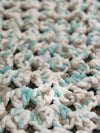 White, Mint Green & Beige Bernat Blanket Soft Afghan, Beanies & Bear Set