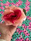 Two Tone Pink & Aqua Bernat Baby Soft Baby Afghan, Three Beanies & Gund Teddy Bear Set