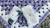 Lavender & White Bernat Baby Soft Yarn Afghan, Beanie, Headbands & Teddy Bear Set