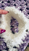 Lavender & White Bernat Baby Soft Yarn Afghan, Beanie, Headbands & Teddy Bear Set