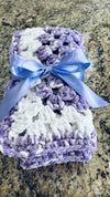 Lavender & White Bernat Baby Soft Yarn Afghan, Beanie, Headbands & Teddy Bear Set