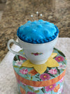 Blue Vintage Teacup Pin Cushion