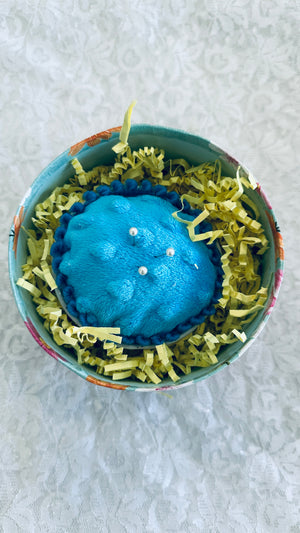 Blue Vintage Teacup Pin Cushion