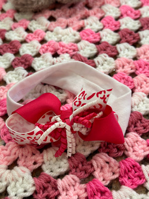 Pink & White Soft as a Cloud Hand Crocheted Baby Afghan, Three Coordinating Beanies, Four Baby Headbands & Cuddly Hund Teddy Bear