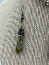 Metallic Stone Pendent On Brushed Silver Chain w/ Matching Earrings (Clearance)