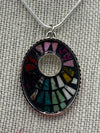 Multi-Colored Pendent on Silver Snake Chain w/ Matching Earrings (Clearance)