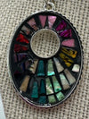 Multi-Colored Pendent on Silver Snake Chain w/ Matching Earrings (Clearance)