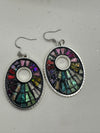 Multi-Colored Pendent on Silver Snake Chain w/ Matching Earrings (Clearance)