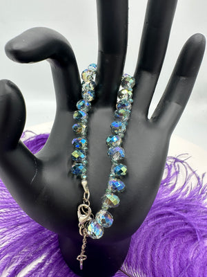 Eliza Jane Iridescent Blue & Lavender Bracelet w/ Matching Earrings