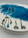 Five Tier Silver & Faux Turquoise Necklace on Silver Ring & Chain (Clearance)