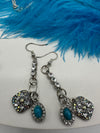 Five Tier Silver & Faux Turquoise Necklace on Silver Ring & Chain (Clearance)