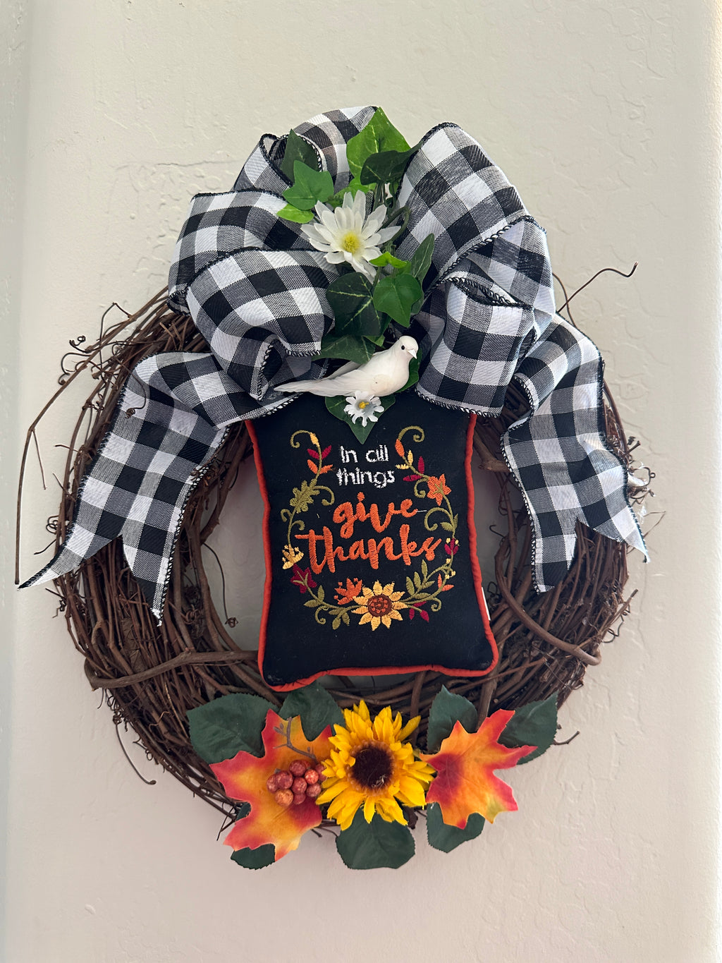 In All Things Give Thanks Grapevine Wreath
