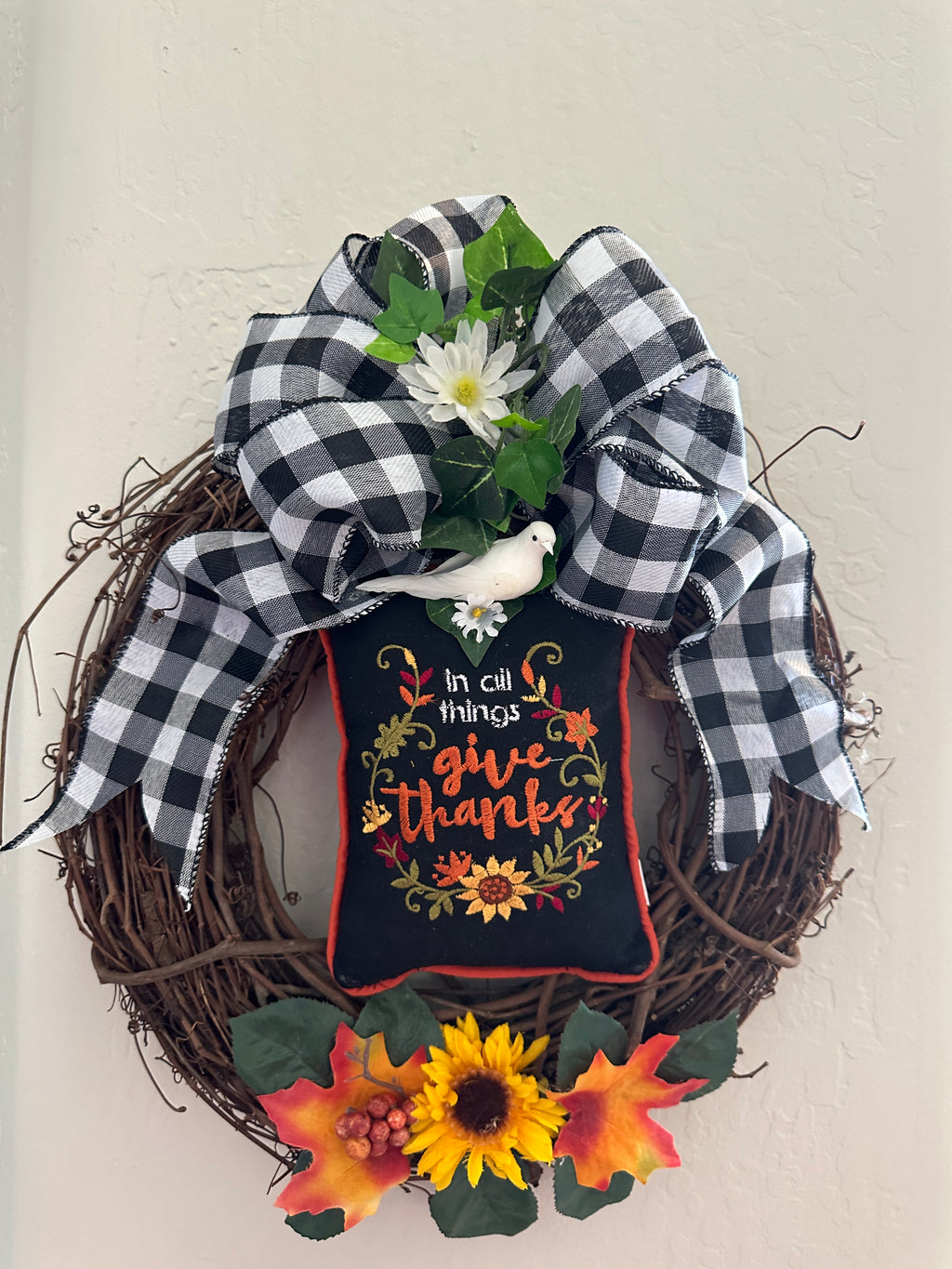 In All Things Give Thanks Grapevine Wreath