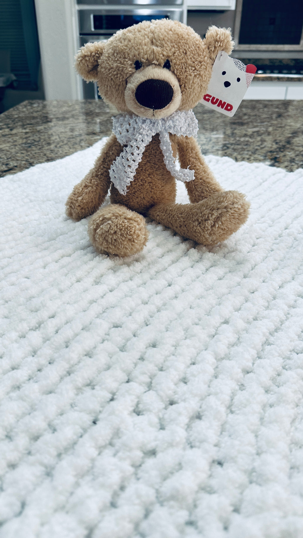 White Finger Knitted Baby Afghan Set