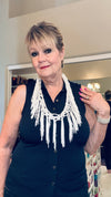 Gorgeous White Fringe Infinity Scarf