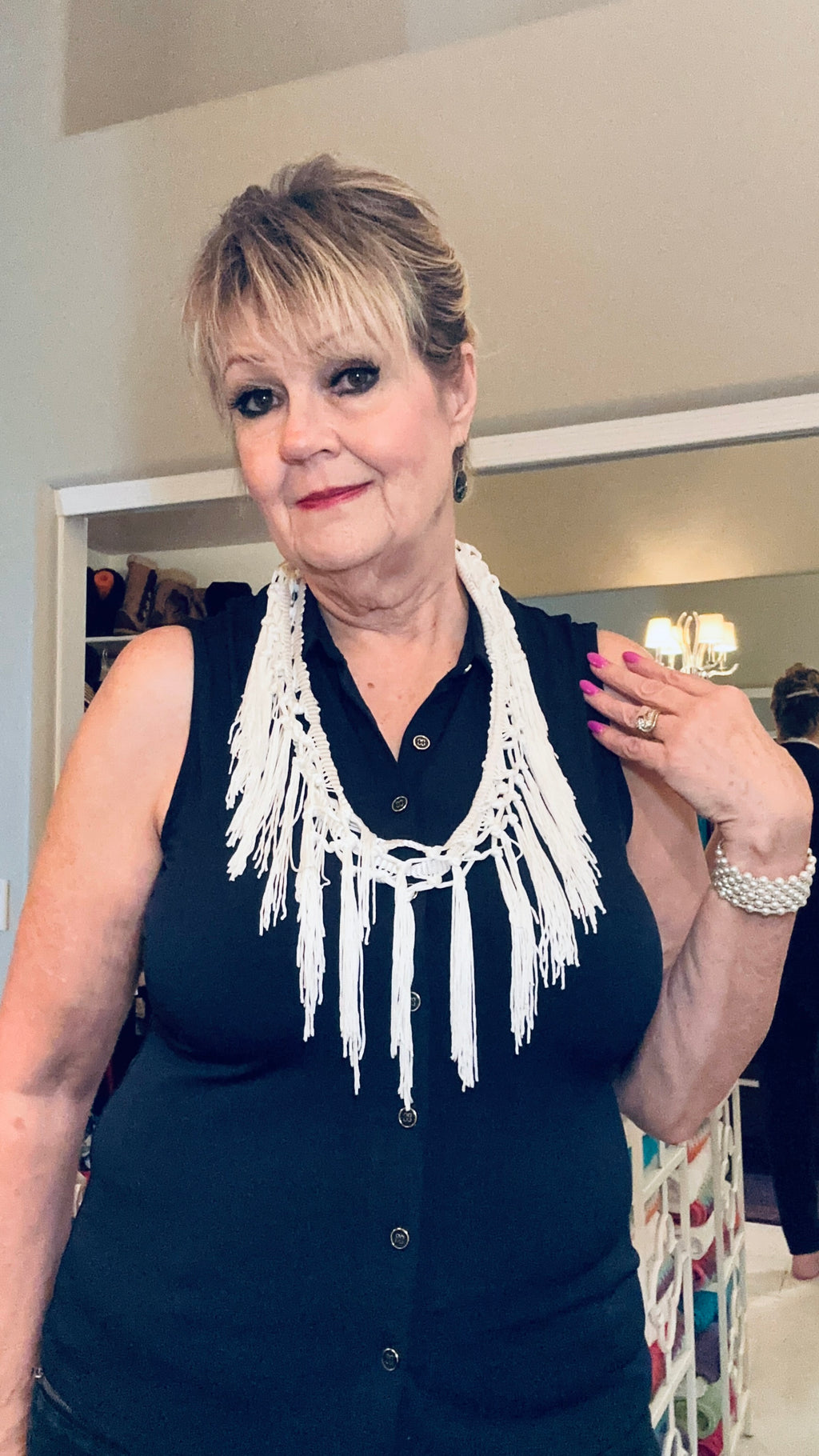 Gorgeous White Fringe Infinity Scarf
