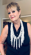 Gorgeous White Fringe Infinity Scarf