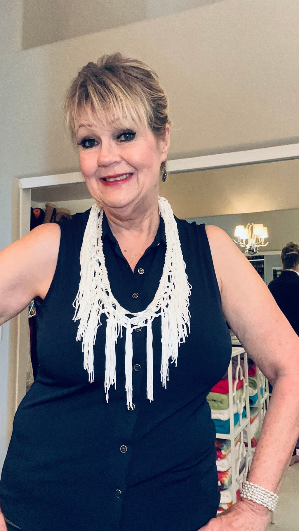 Gorgeous White Fringe Infinity Scarf