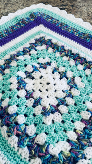 MInt Green & Purple Baby Afghan Set