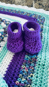 MInt Green & Purple Baby Afghan Set
