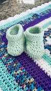 MInt Green & Purple Baby Afghan Set