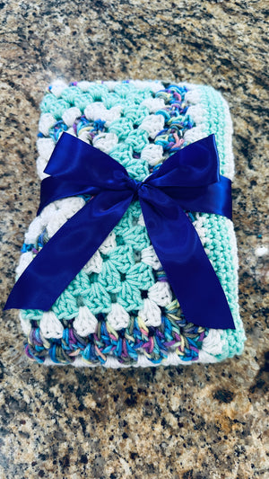 MInt Green & Purple Baby Afghan Set